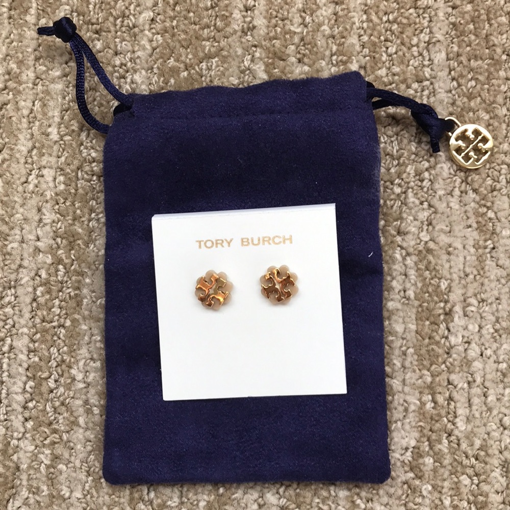 Tory Burch Gold/Tan Resin Studs